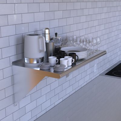 Image showing 6 th AmGood 18 in. x 30 in. Metal Wall Mount Shelf