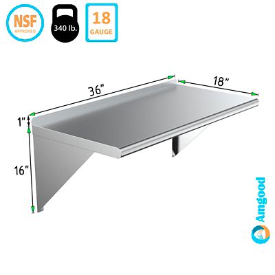 Image showing  18 in. x 36 in. Metal Wall Mount Shelf