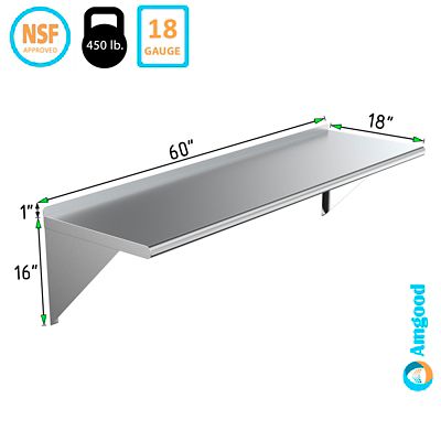 Image showing  18 in. x 60 in. Metal Wall Mount Shelf
