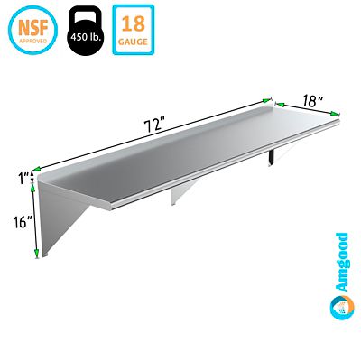 Image showing  18 in. x 72 in. Metal Wall Mount Shelf