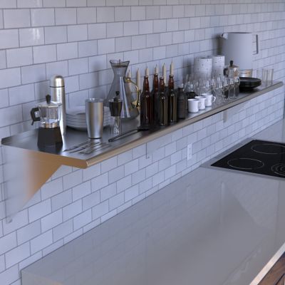 Image showing 6 th AmGood 18 in. x 72 in. Metal Wall Mount Shelf