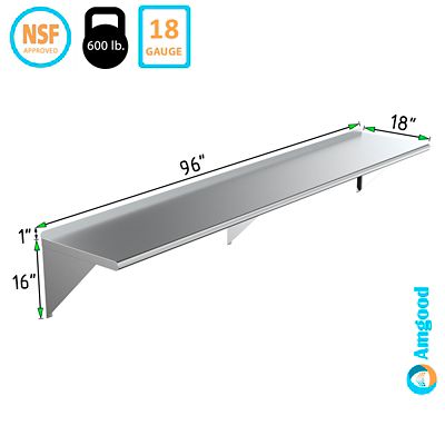 Image showing  18 in. x 96 in. Metal Wall Mount Shelf