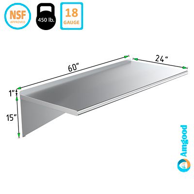 Image showing  24 in. x 60 in. Metal Wall-Mount Shelf