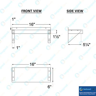 Image showing  6 in. x 16 in. Metal Shelf Square Edge