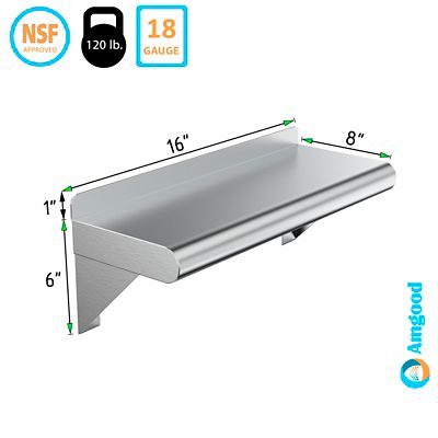 Image showing  8 in. x 16 in. Metal Shelf Square Edge
