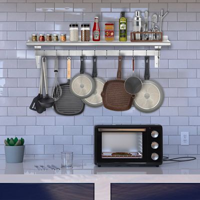 Image showing  12 in. x 60 in. Metal Pot Rack with Shelf