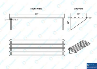 Image showing  60 in. x 18 in. Tubular Wall Shelf