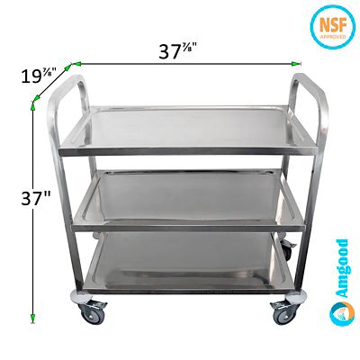 Image showing  38 x 20 in. Stainless Steel Dining Cart