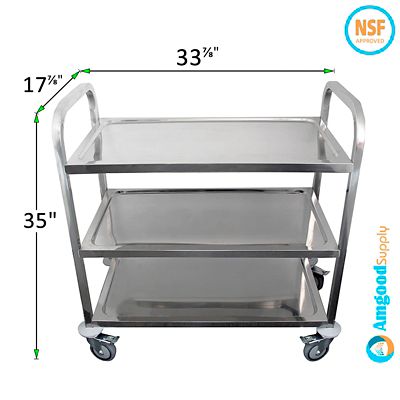 Image showing  34 x 18 in. Stainless Steel Dining Cart