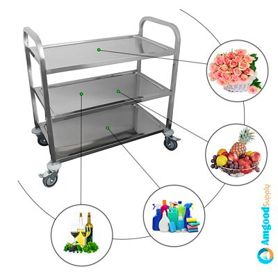 Image showing  34 x 18 in. Stainless Steel Dining Cart