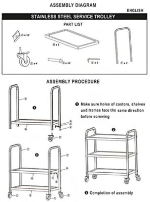 Image showing 6 th AmGood 34 x 18 in. Stainless Steel Dining Cart