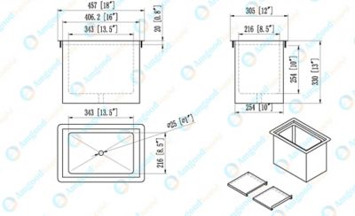 Image showing  18 in. x 12 in. Metal Drop-In Ice Bin