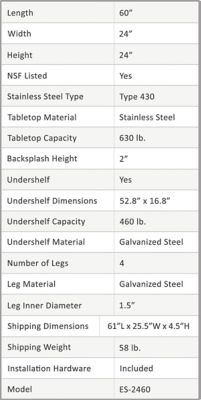 Image showing  Metal Equipment Stand 24 x 60in.