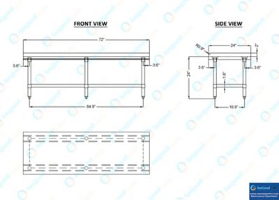 Image showing  Metal Equipment Stand 24 x 72in.