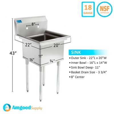 Image showing  22 x 20 Prep & Utility Sink.No Faucet