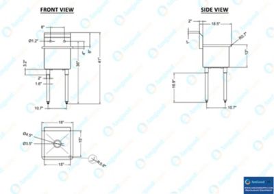 Image showing 6 th AmGood 18.5 x 18 Prep & Utility Sink, No Faucet