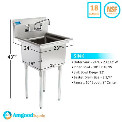 Image showing  24 x 23 Utility Sink with Faucet