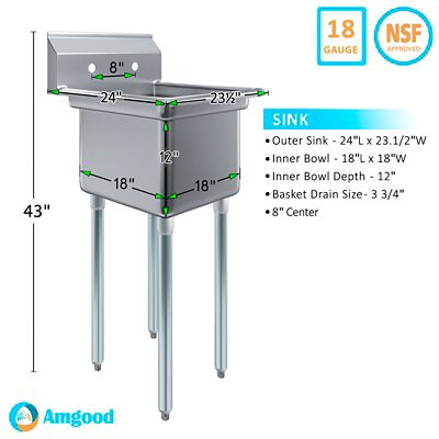 Image showing  24 x 24 Prep & Utility Sink, No Faucet