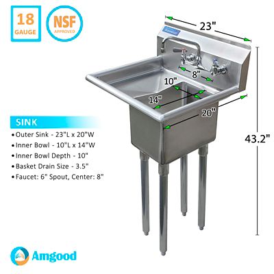 Image showing  23 x 20 Utility Sink with Faucet