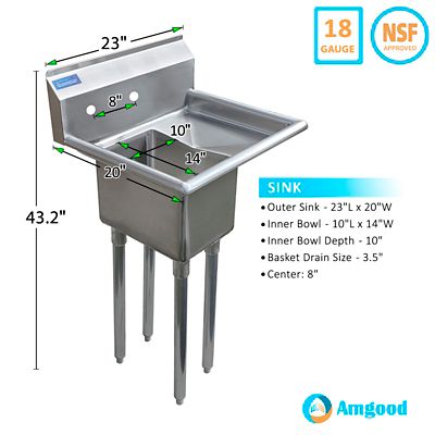 Image showing  20 x 20 Prep & Utility Sink, No Faucet