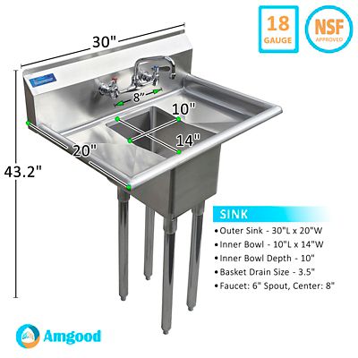 Image showing  20 x 30 Utility Sink with Faucet