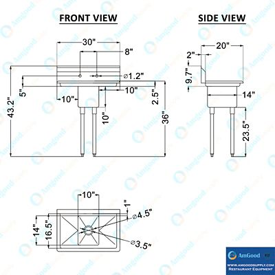 Image showing 5 th AmGood 20 x 30 Utility Sink with Faucet