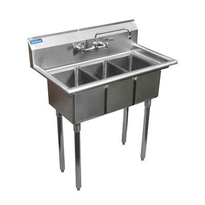 AmGood 37 in. 3 Compartment Utility Sink