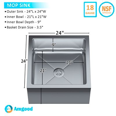 Image showing  24 x 24 x 13in. Floor Mop Sink