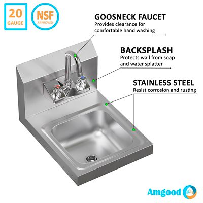Image showing  12 in. x 16 in. Stainless Steel Hand Sink