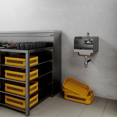 Image showing 6 th AmGood 12 in. x 16 in. Hand Sink with Side Splash