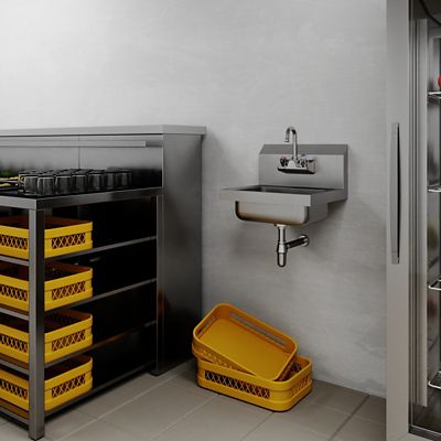 Image showing 6 th AmGood 17 in. x 15 in. Stainless Steel Hand Sink