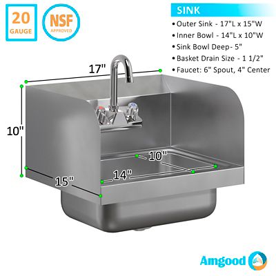 Image showing  17 in. x 15 in. Hand Sink with Side Splash