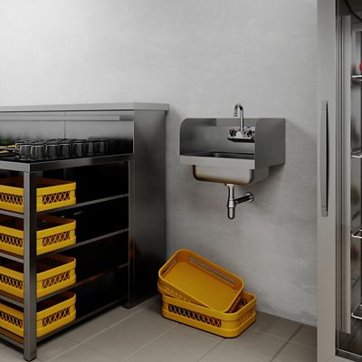 Image showing 6 th AmGood 17 in. x 15 in. Hand Sink with Side Splash