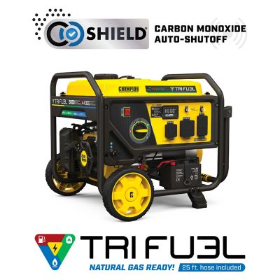 Champion Power Equipment 5,000/4,000-Watt Tri Fuel Portable Generator, CO Shield, Electric Start, RV-Ready