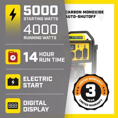 Image showing  5,000/4,000-Watt Tri Fuel Portable Generator, CO Shield, Electric Start, RV-Ready