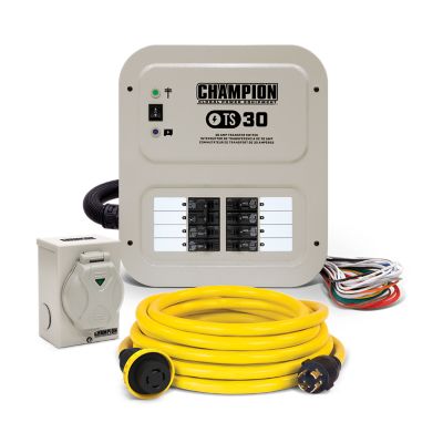 Champion Power Equipment 30-Amp Indoor-Rated Manual Transfer Switch 25 ft. Generator Power Cord & Weather-Resistant Inlet Box transfer switch was easy to hook up by my electrician