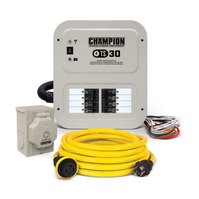 Champion Power Equipment 30-Amp Indoor-Rated Manual Transfer Switch 25 ft. Generator Power Cord & Weather-Resistant Inlet Box