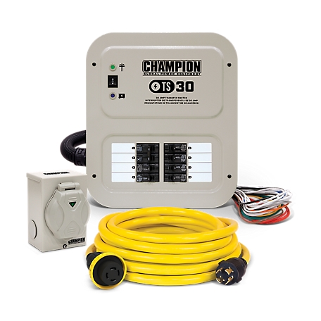 Champion Power Equipment 30-Amp Indoor-Rated Manual Transfer Switch 25 ft. Generator Power Cord & Weather-Resistant Inlet Box