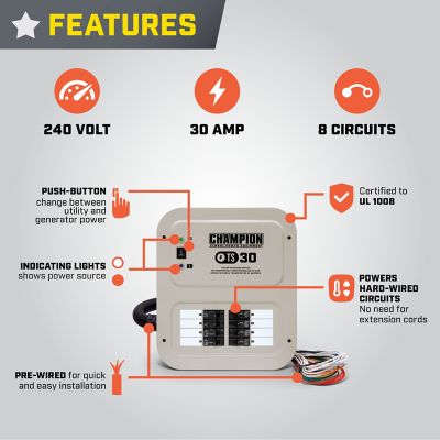 Image showing  30 Amp Indoor-Rated Manual Transfer Switch 25 ft. Generator Power Cord & Weather-Resistant Inlet Box
