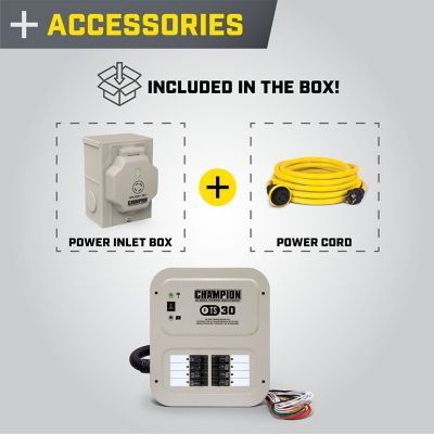 Image showing 6 th Champion Power Equipment 30 Amp Indoor-Rated Manual Transfer Switch 25 ft. Generator Power Cord & Weather-Resistant Inlet Box