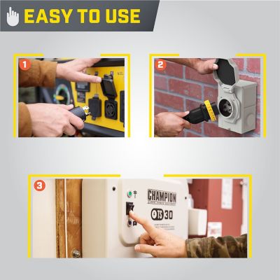Image showing 7 th Champion Power Equipment 30 Amp Indoor-Rated Manual Transfer Switch 25 ft. Generator Power Cord & Weather-Resistant Inlet Box