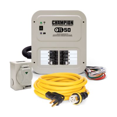 Champion Power Equipment 50-Amp Indoor-Rated Manual Transfer Switch 30 ft. Generator Power Cord & Weather-Resistant Inlet Box