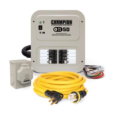 Champion Power Equipment 50-Amp Indoor-Rated Manual Transfer Switch 30ft. Generator Power Cord & Weather-Resistant Pwr Inlet Box