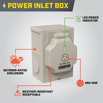 Image showing  50 Amp Indoor-Rated Manual Transfer Switch 30 ft. Generator Power Cord & Weather-Resistant Power Box