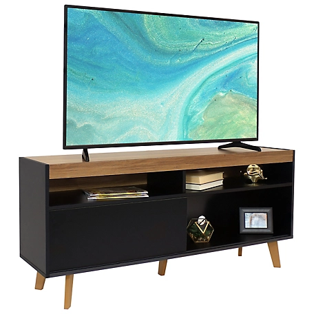 Sunnydaze Decor Indoor Mid-Century Modern TV Stand Console with Storage Cabinet and Shelves