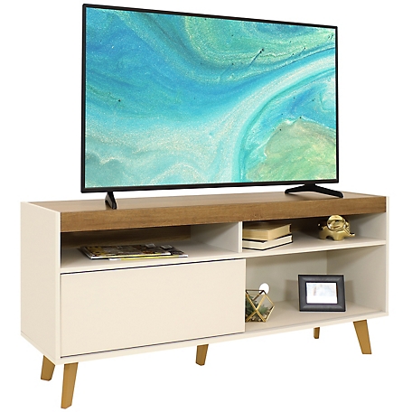 Sunnydaze Decor Indoor Mid-Century Modern TV Stand Console with Storage Cabinet and Shelves