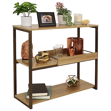 Sunnydaze Decor Industrial-Style, 3-Shelf Sofa Table with Removable Serving Tray - Brown - 28.25 in