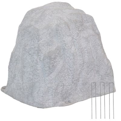 Sunnydaze Decor Outdoor Lightweight Polyresin Landscape Rock Septic Cover with Stakes, Gray