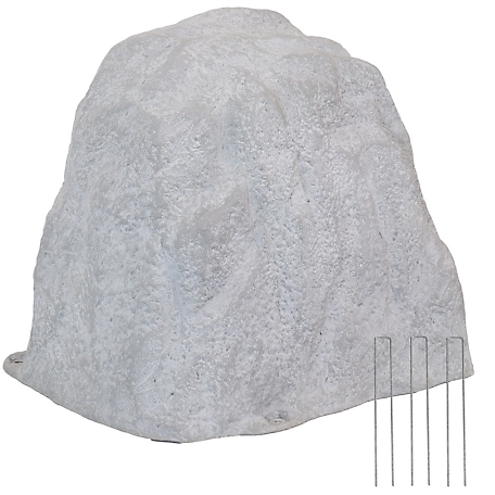 Sunnydaze Decor Outdoor Lightweight Polyresin Landscape Rock Septic Cover with Stakes, Gray