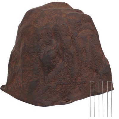 Sunnydaze Decor Outdoor Lightweight Polyresin Landscape Rock Septic Cover with Stakes, Brown
